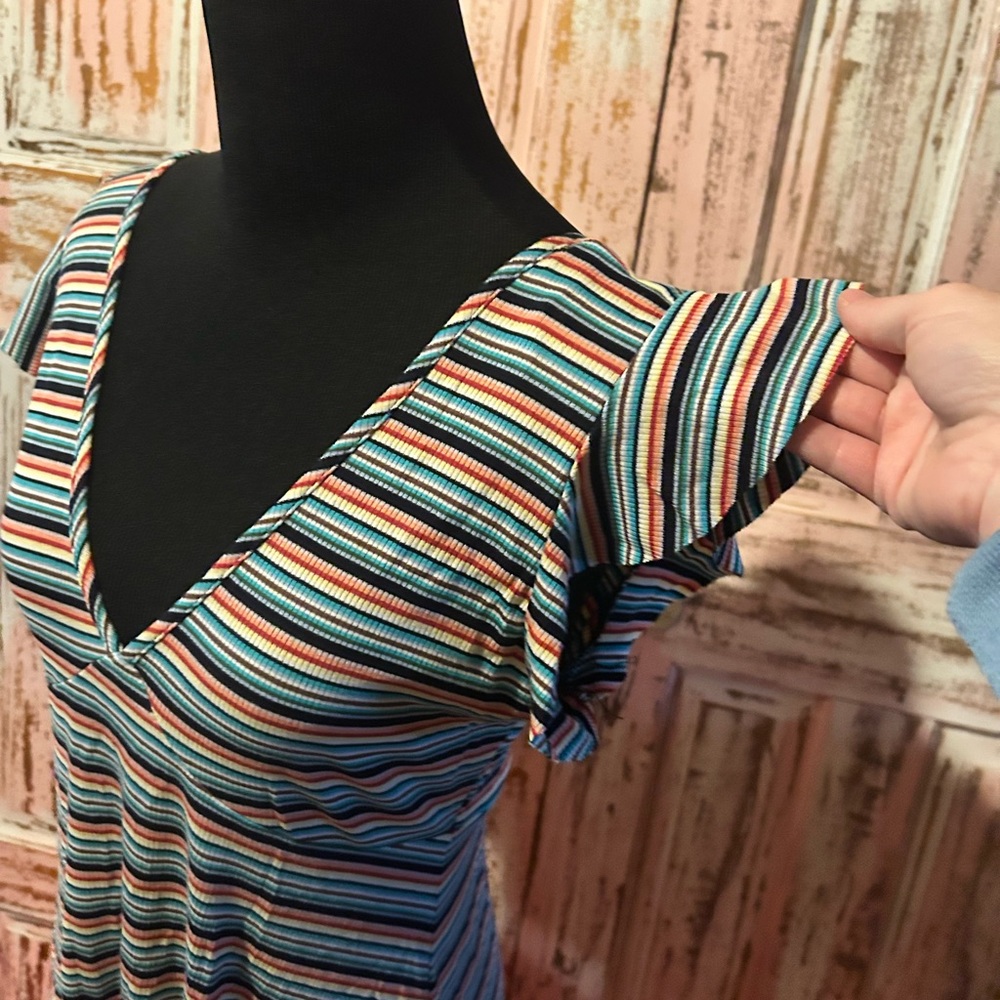 Wild Fable Striped V-Neck Mini Dress - Picture 3 of 9